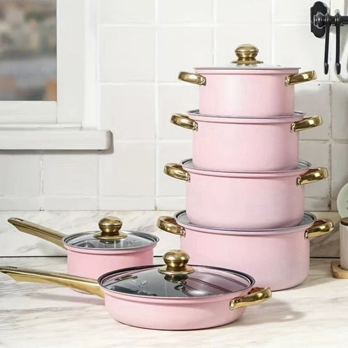 12-Piece Pots Pans Cookware Set Nonstick Toxin-Free Ceramic Dishwasher Safe NEW