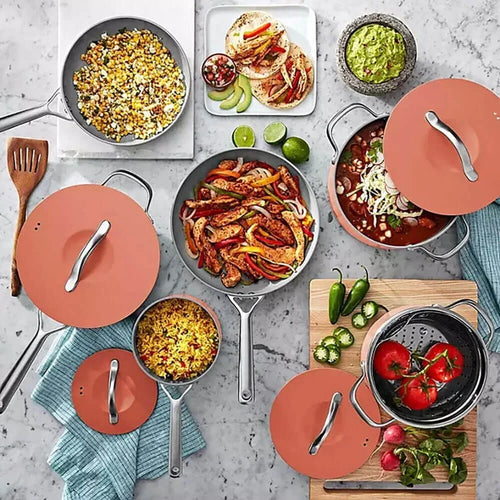 11-Piece Modern Ceramic Cookware Set CORAL Wonderful! Brand New!